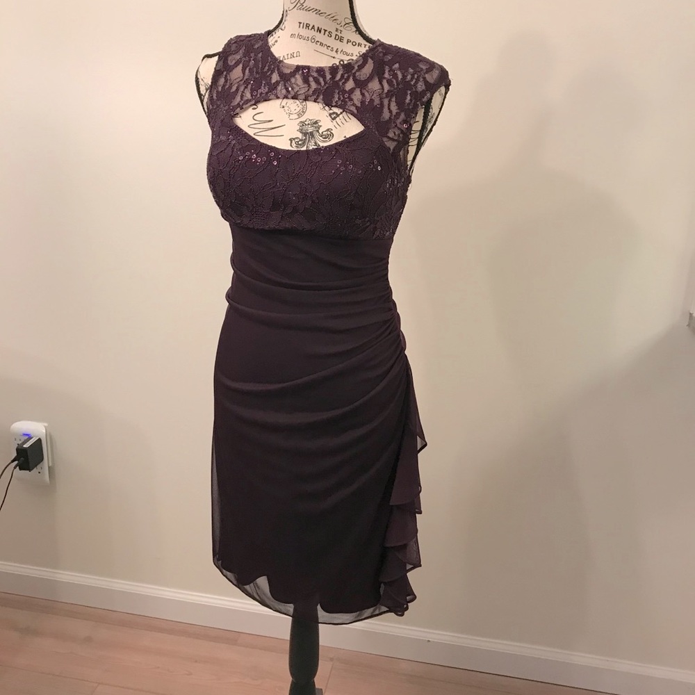 Betsy Adam Size 6 Dark Purple Dress